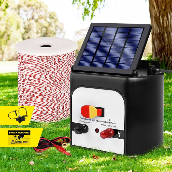 Giantz 8km Solar Electric Fence Energiser Charger with 500m
