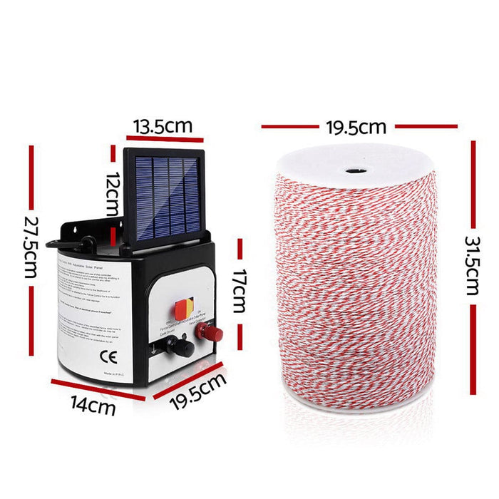 Giantz 8km Solar Electric Fence Energiser Energizer 0.3j