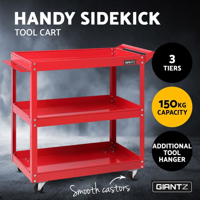 Giantz Tool Cart 3 Tier Parts Steel Trolley Mechanic