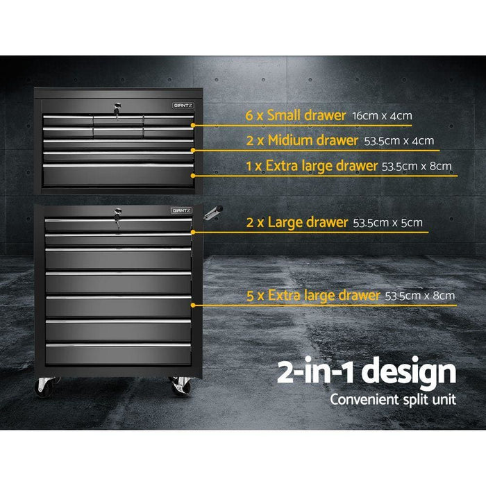 Giantz Tool Chest and Trolley Box Cabinet 16 Drawers Cart