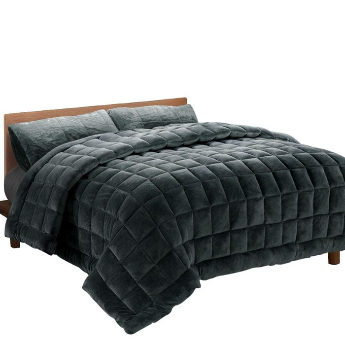 Giselle Bedding Faux Mink Quilt Comforter Throw Blanket
