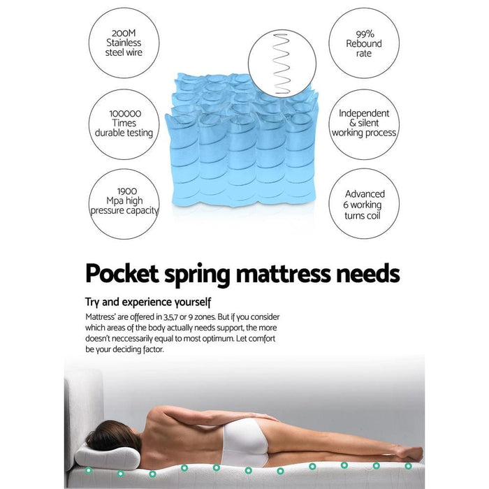 Giselle Bedding Peyton Pocket Spring Mattress 21cm Thick –