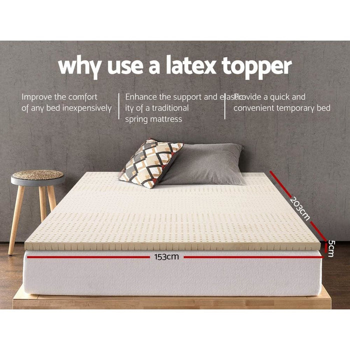 Giselle Bedding Pure Natural Latex Mattress Topper 7 Zone