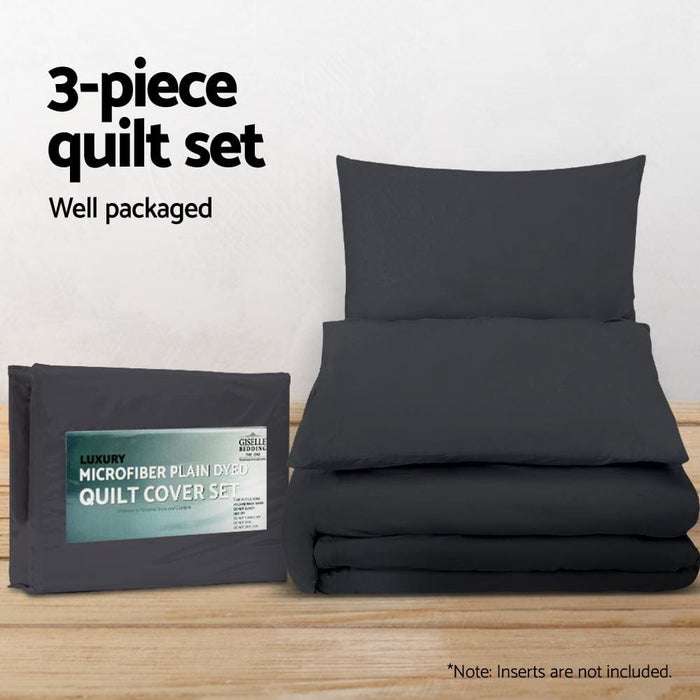 Giselle Bedding Queen Size Classic Quilt Cover Set - Black