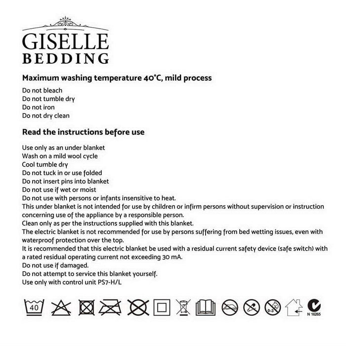 Giselle Heated Electric Blanket Washable Fully Fitted