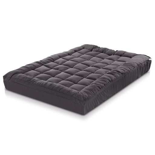 Giselle King Mattress Topper Pillowtop 1000gsm Charcoal