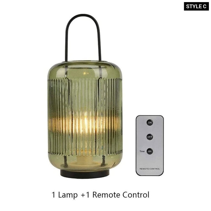 Glass Battery Operated Table Lamp For Bedroom Living Room
