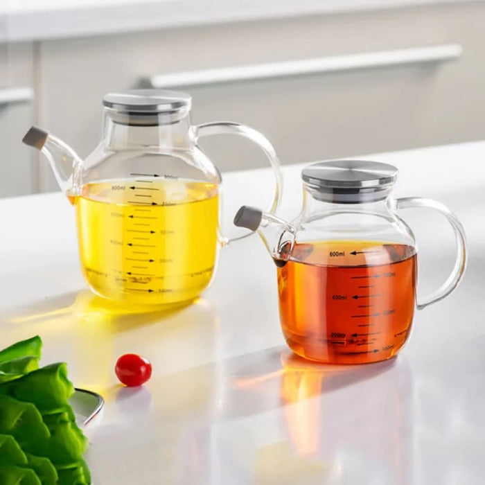 Glass Oil Pot with Steel Lid