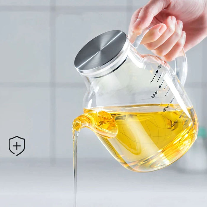 Glass Oil Pot with Steel Lid