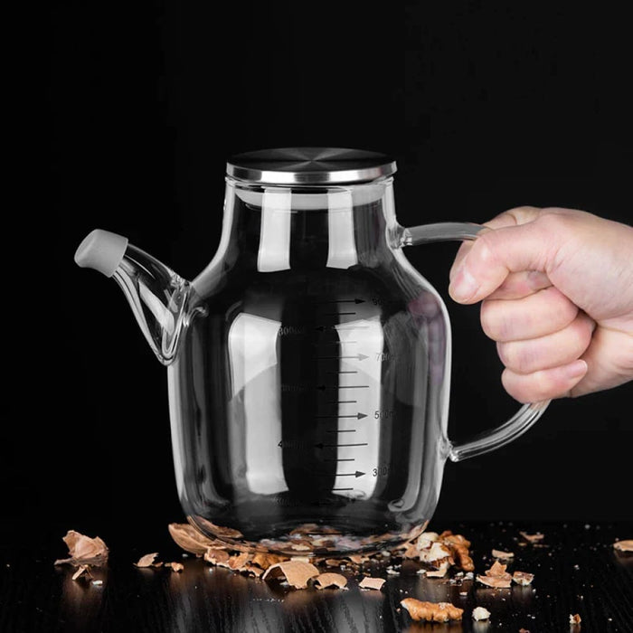 Glass Oil Pot with Steel Lid