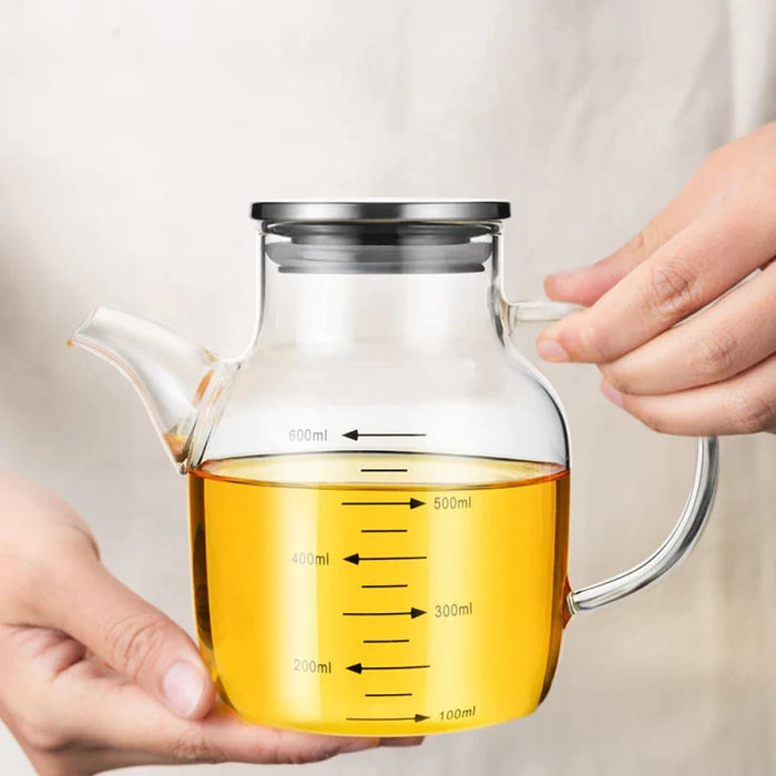 Glass Oil Pot With Steel Lid
