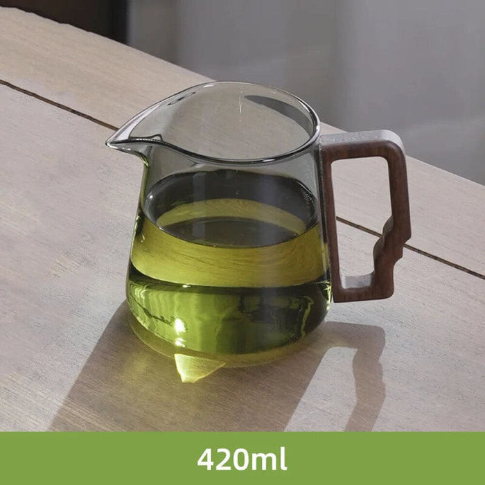 Glass Tea Set with Filter and Wooden Handle