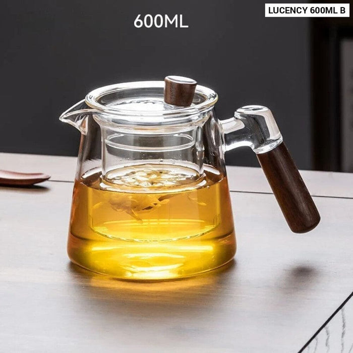 Glass Teapot Set with Teacups and Flower Design