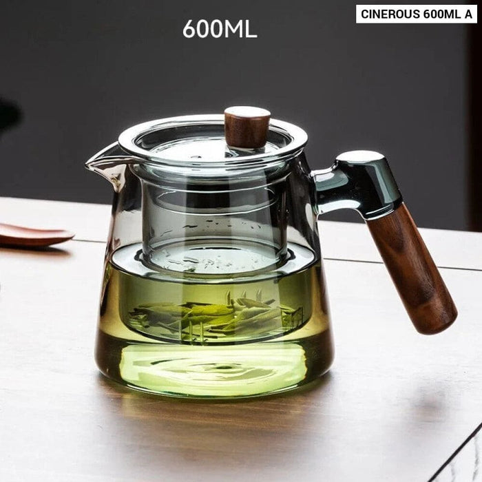 Glass Teapot Set with Teacups and Flower Design