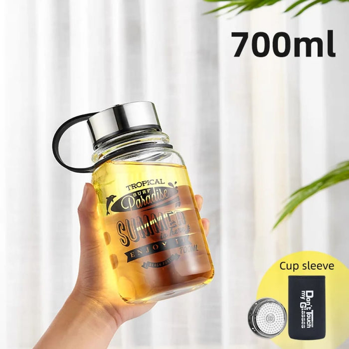 Glass Water Bottle for Outdoor Sports and Activities