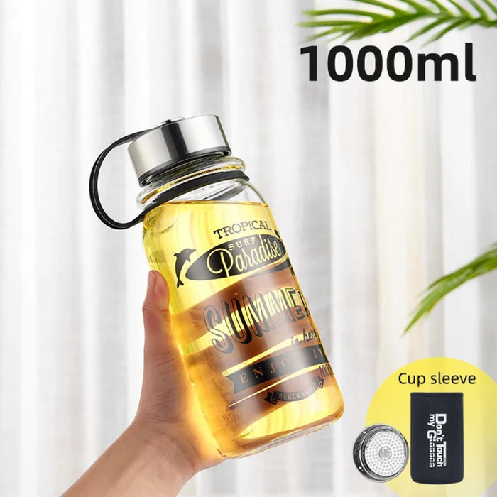 Glass Water Bottle for Outdoor Sports and Activities