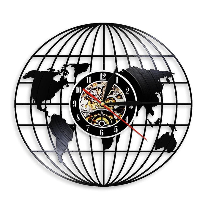 3d Globe Map of Earth Vinyl Record Led Wall Clock