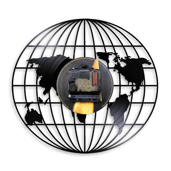 3d Globe Map of Earth Vinyl Record Led Wall Clock