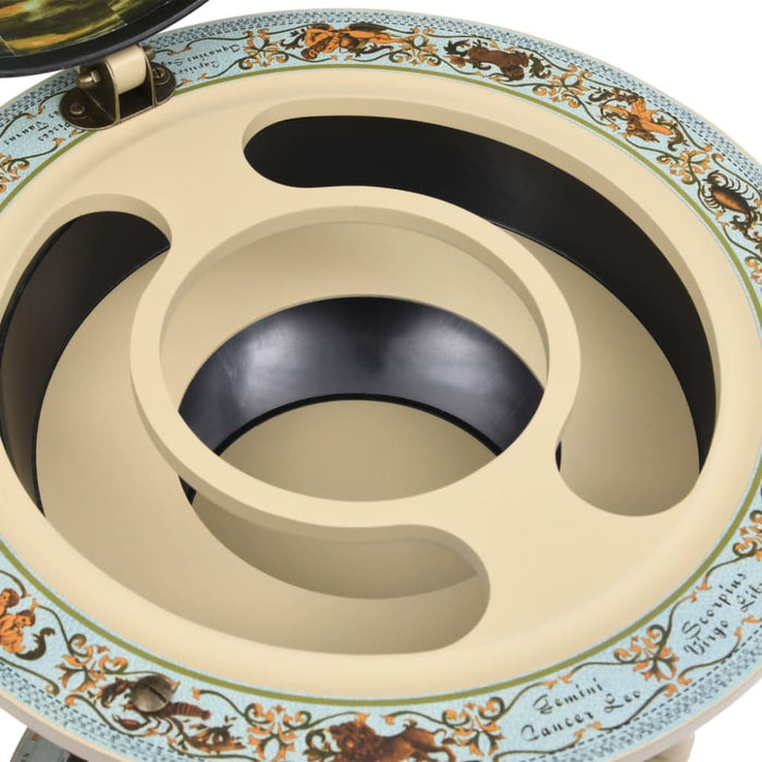 Globe Bar Wine Stand Eucalyptus Wood Blue Txbkbl