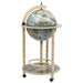 Globe Bar Wine Stand Eucalyptus Wood Blue Txbkbl