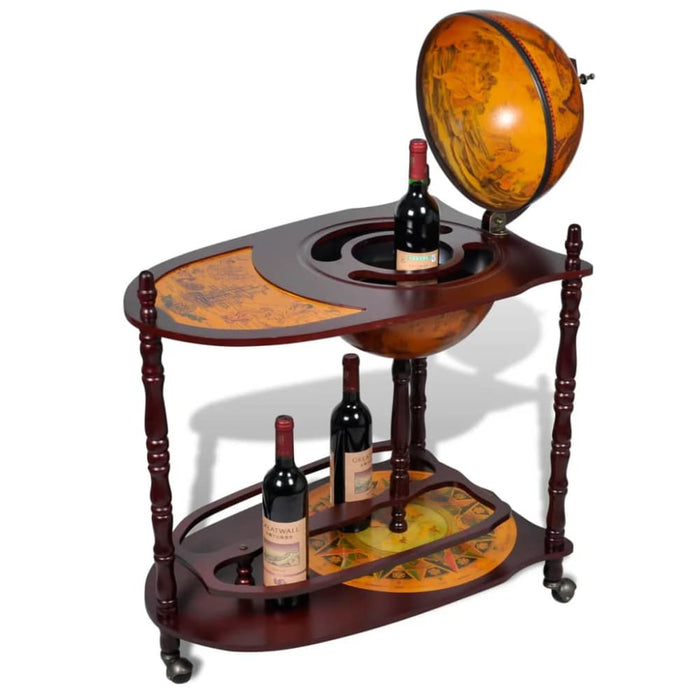 Globe Bar Wine Stand Eucalyptus Wood Freestanding Xablkk