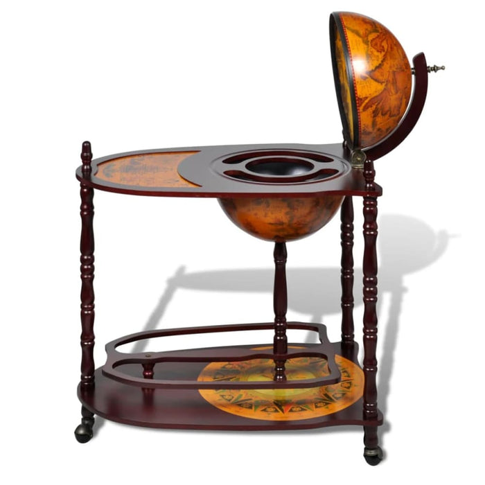 Globe Bar Wine Stand Eucalyptus Wood Freestanding Xablkk