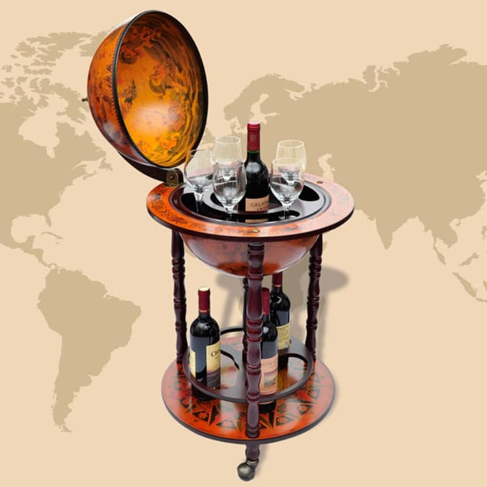 Globe Bar Wine Stand Eucalyptus Wood Lbiia