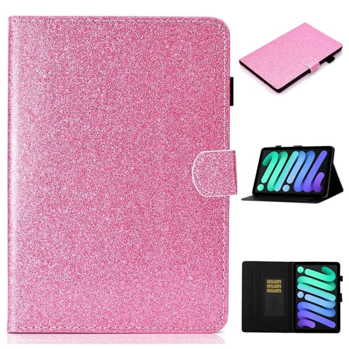 Glossy Glitter Powder Horizontal Flip Leather Tablet Case