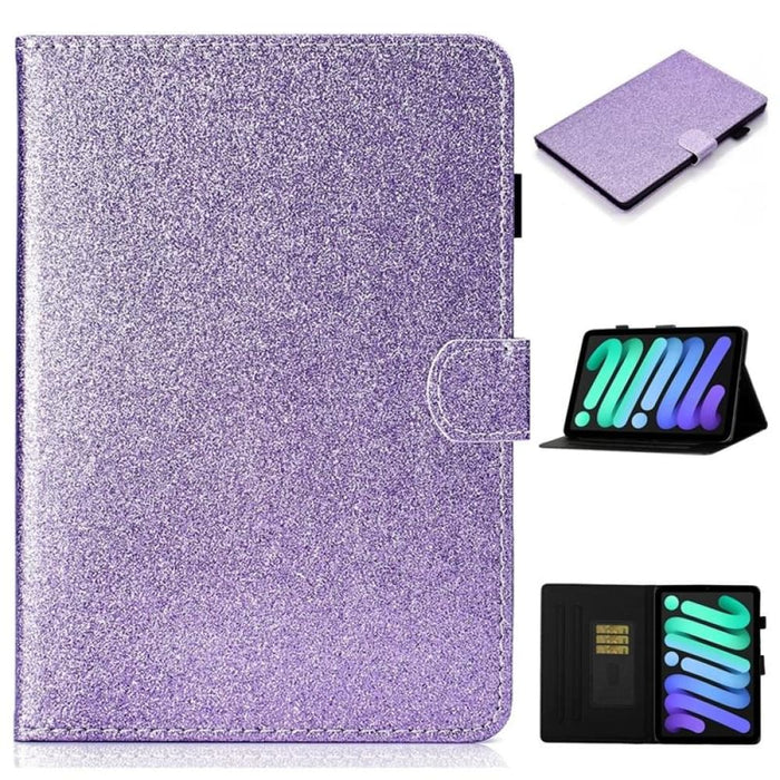 Glossy Glitter Powder Horizontal Flip Leather Tablet Case