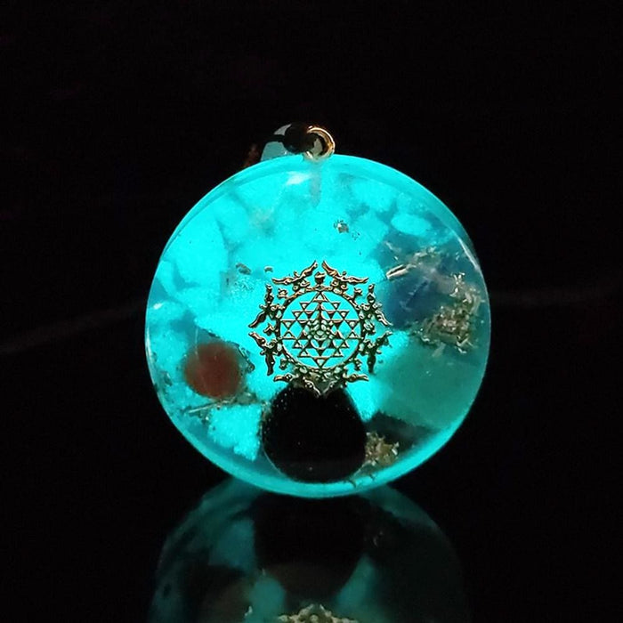 Glow In The Dark Orgonite Pendant With Copper Scraps