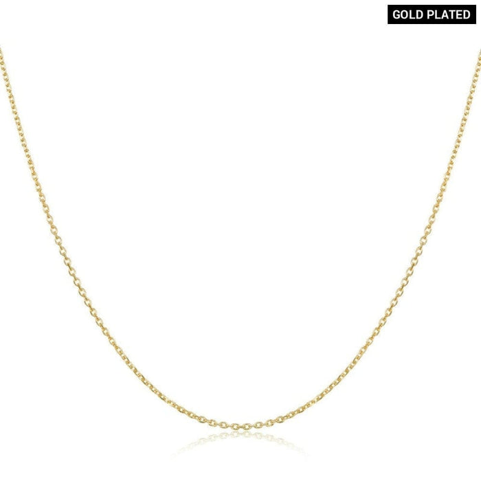 Gold Colour 925 Sterling Silver Basic Cable Chain Necklace