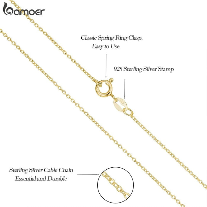 Gold Colour 925 Sterling Silver Basic Cable Chain Necklace