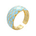 Gold Colour Round Geometry Thick Rings Adjustable Dripping