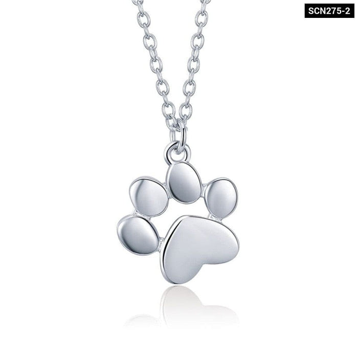 Gold Silver Cat Paw Necklace Dog Footprint Pendant Chain