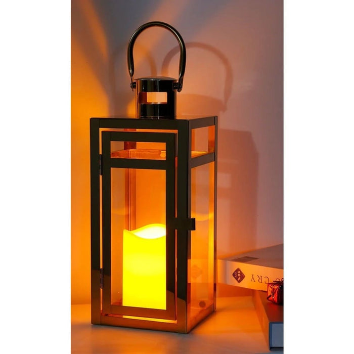 Gold Stainless Steel Candle Holder Lanterns for Indoor