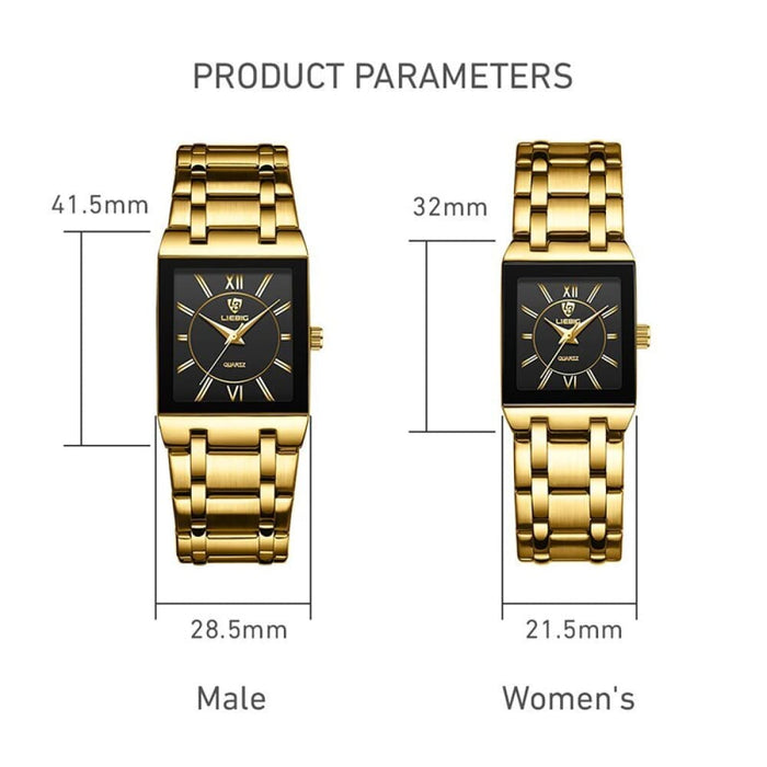 Golden Quartz Wristwatches for Female Male Fashion 30m