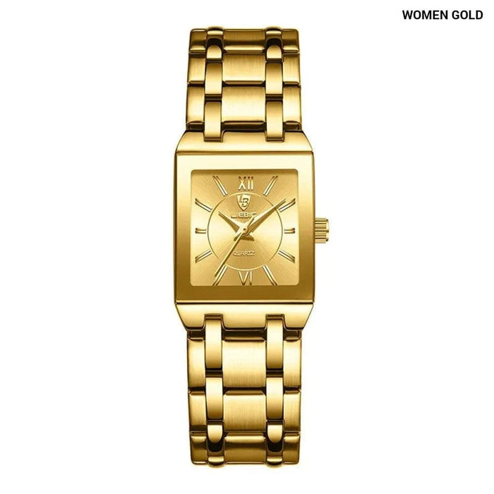 Golden Quartz Wristwatches for Female Male Fashion 30m