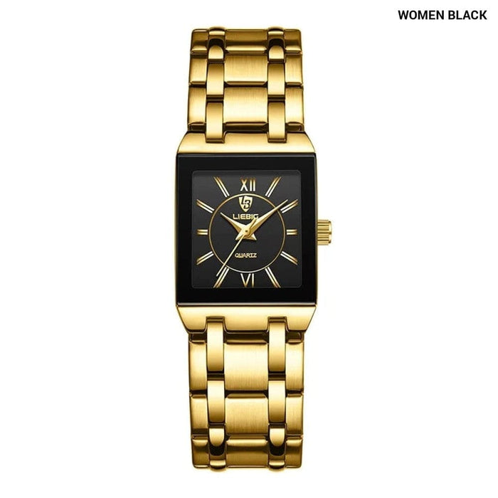 Golden Quartz Wristwatches for Female Male Fashion 30m