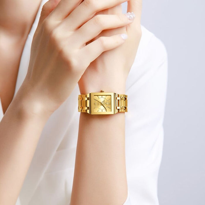 Golden Quartz Wristwatches for Female Male Fashion 30m