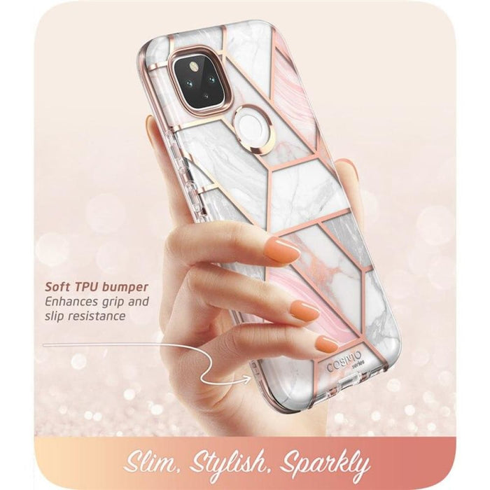 For Google Pixel 5 Case Full-body Glitter Marble