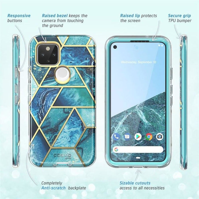 For Google Pixel 5 Case Full-body Glitter Marble