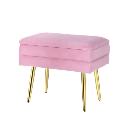 Goslash Picks Ottoman Storage Foot Stool Velvet Pink