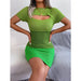 Gradient Short Sleeve Bodycon Dress for Women