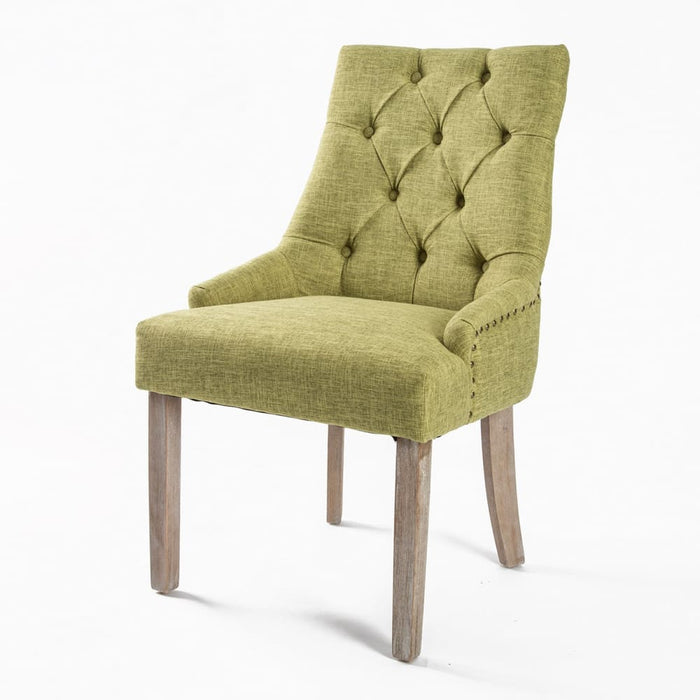 Green French Provincial Dining Chair Amour Oak Leg