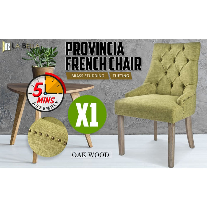 Green French Provincial Dining Chair Amour Oak Leg
