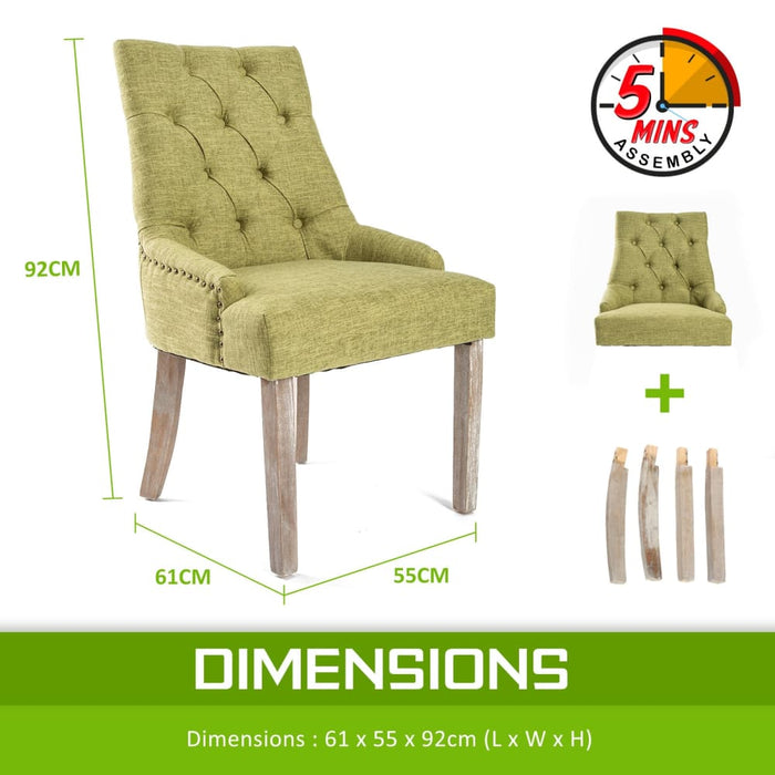 Green French Provincial Dining Chair Amour Oak Leg