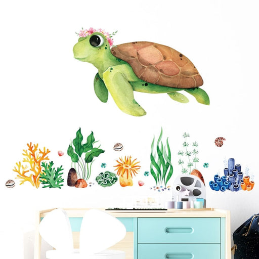 Green Sea Turtle Decorative Wall Stickers for Kids Room
