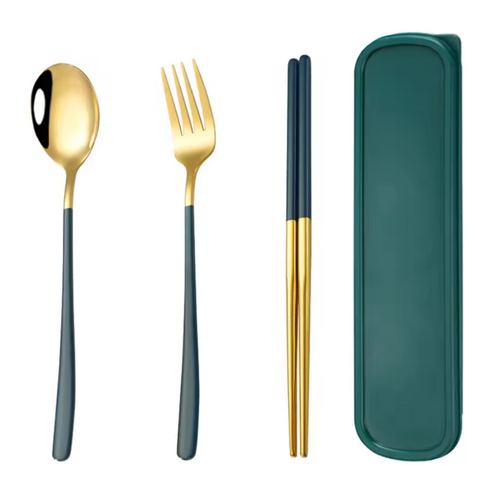 3 Piece Portable Utensil Set Fork Spoon Chopsticks