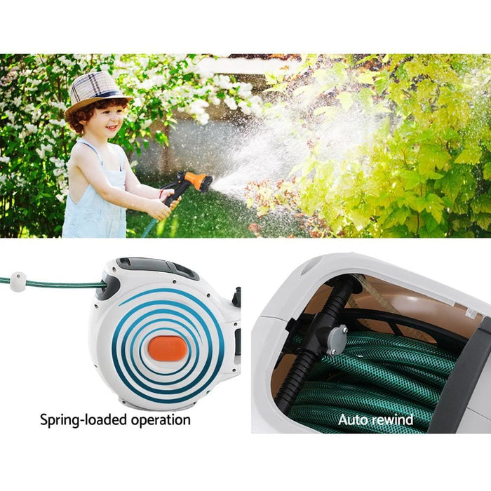 Greenfingers Retractable Hose Reel 20m Garden Water Spray