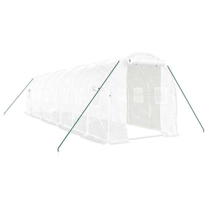 Greenhouse With Steel Frame White 16 M² 8x2x2 m Tonnbtb